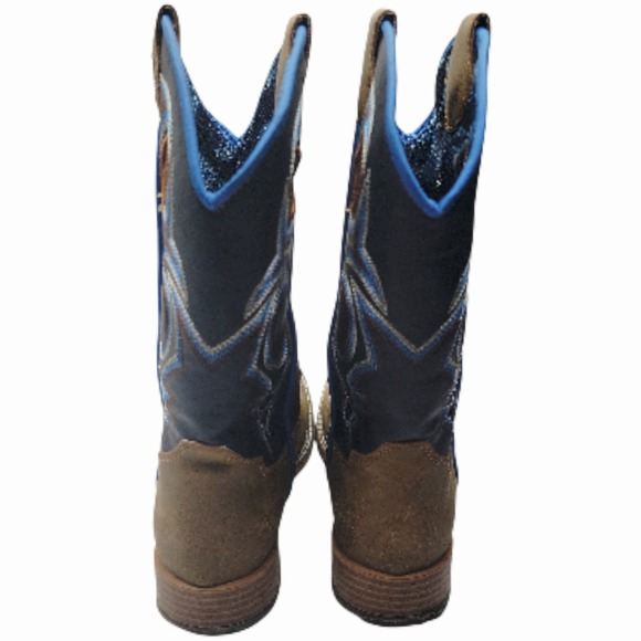Twister by M&F Western 87336 Kids Western Cowboy Boots Brown Blue Square Toe 3 - Picture 6 of 8